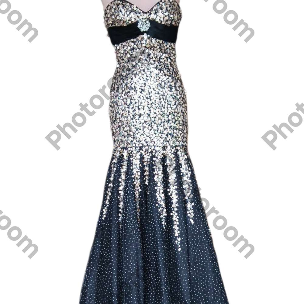 Tiffany & Co. Black and Silver Sequin Prom Dress